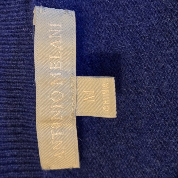 ANTONIO MELANI CAMERON SWEATER 100% CASHMERE PULLOVER CREW NECK ULTRA BLUE SZ M - Picture 5 of 10